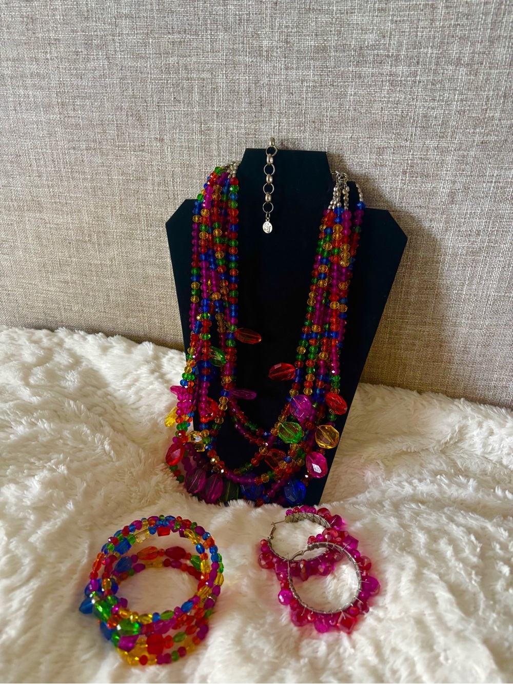 Sassy Jones Multicolor Malia Glass Bead Necklace, Bracelet and Earrings